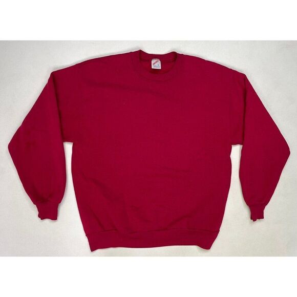 VINTAGE Jerzees Blank Crewneck Sweatshirt Men Medium Red USA 90s - Picture 1 of 4